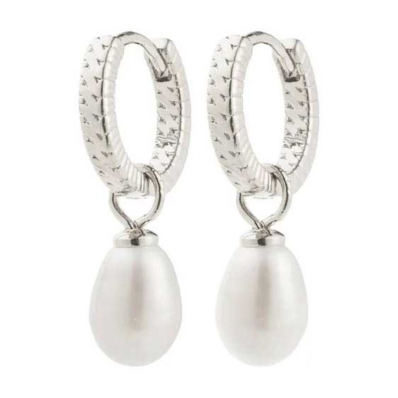Pilgrim Elliana White Earrings - Silver Plated image number 0